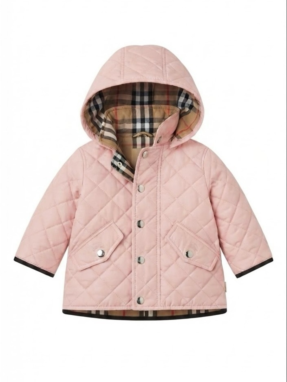 Burberry Pink Quilted Jacket with Removable Hood